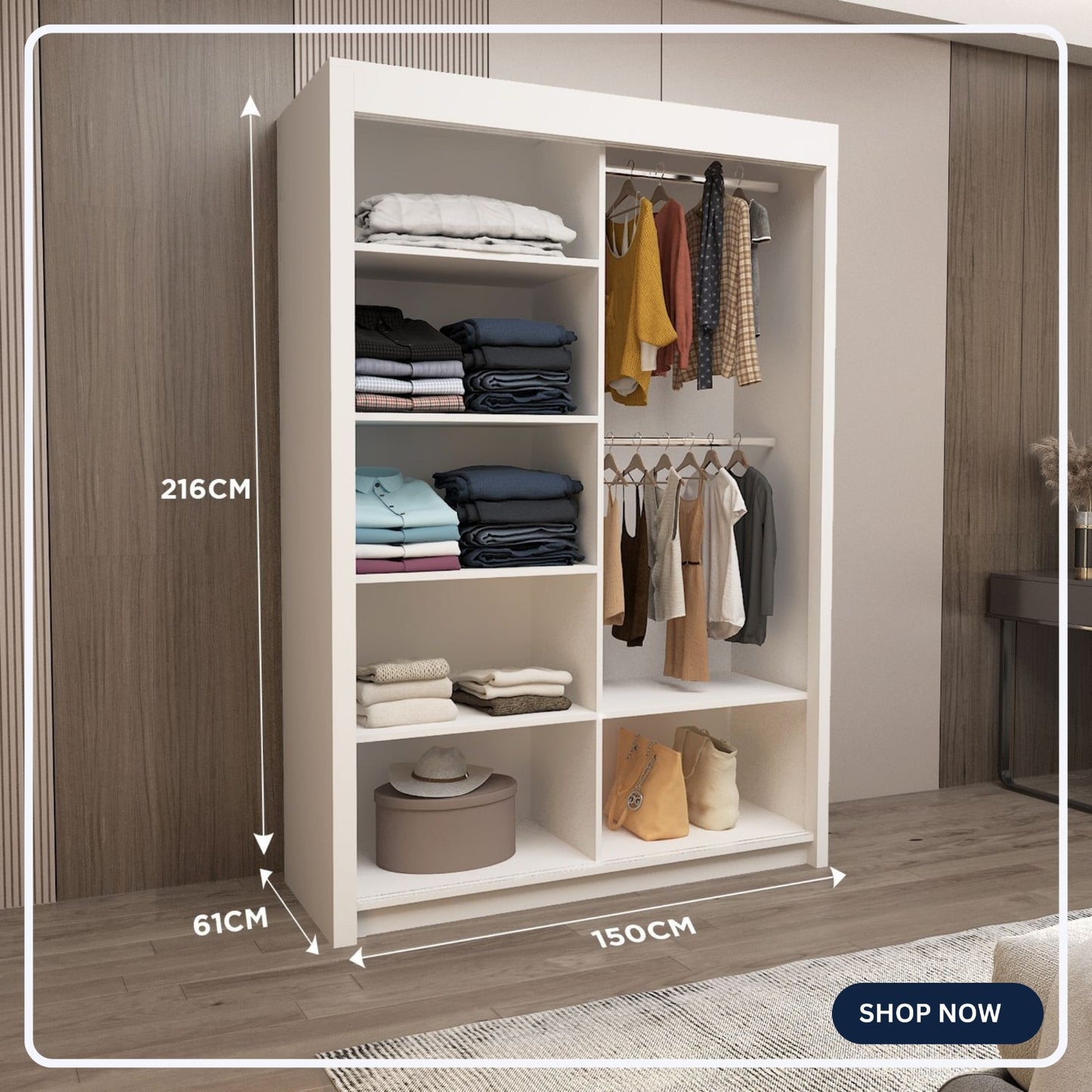 Lyon 150cm Sliding Door Wardrobe