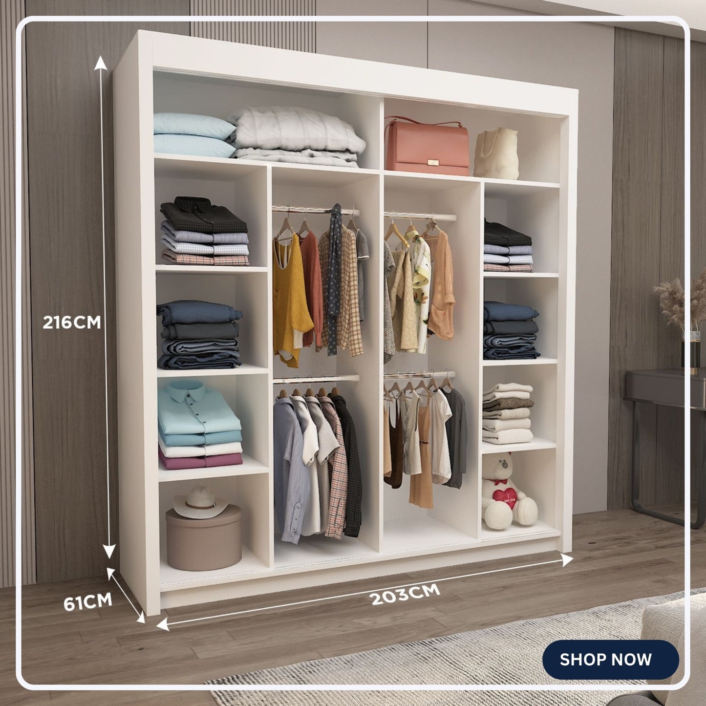 Lyon 203cm Sliding Door Wardrobe