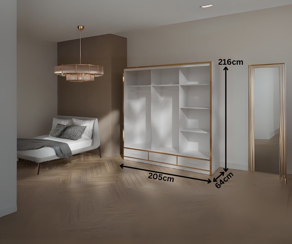 Florence 205cm High Gloss wardrobe