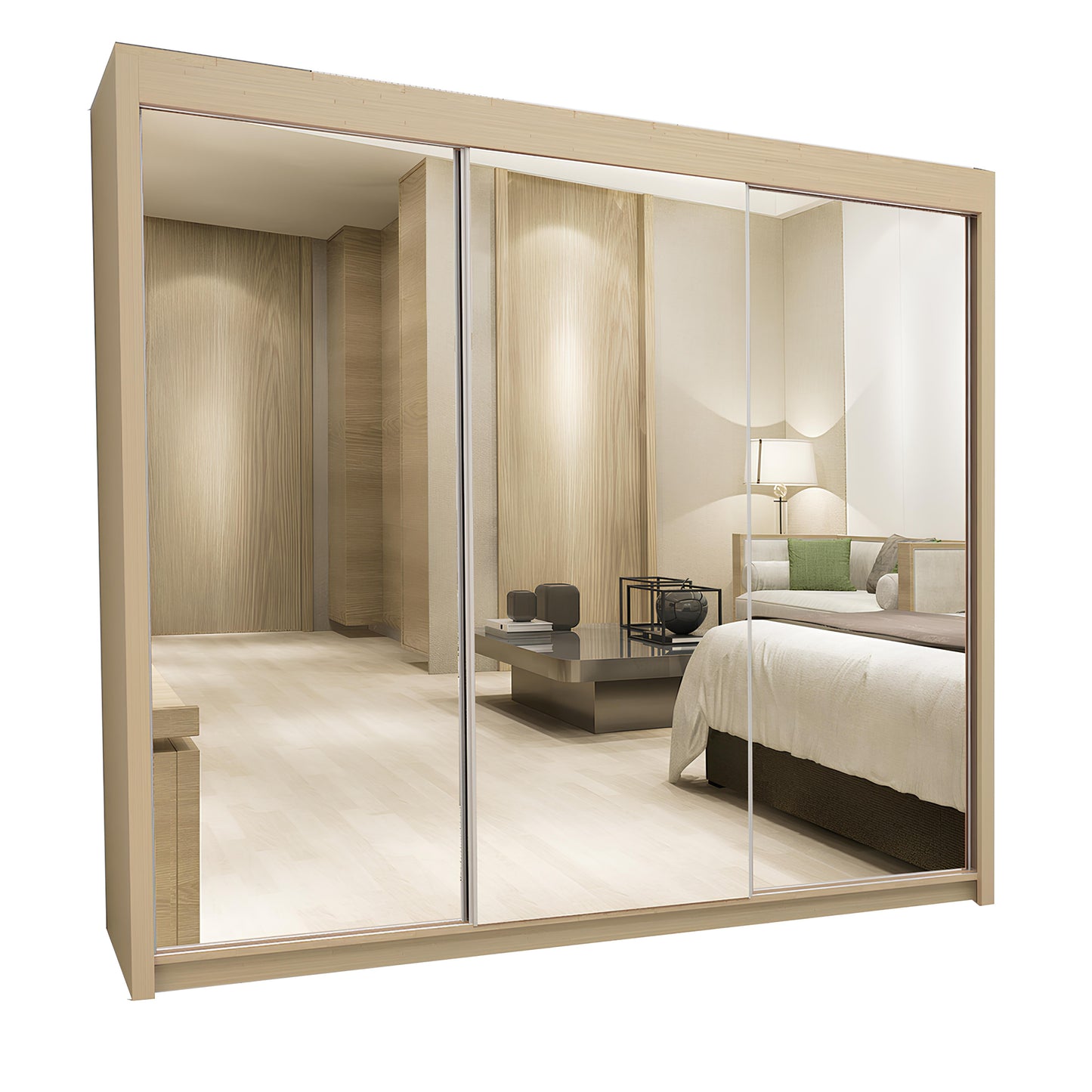 Milan 250cm 3 Mirror Sliding Door Wardrobe