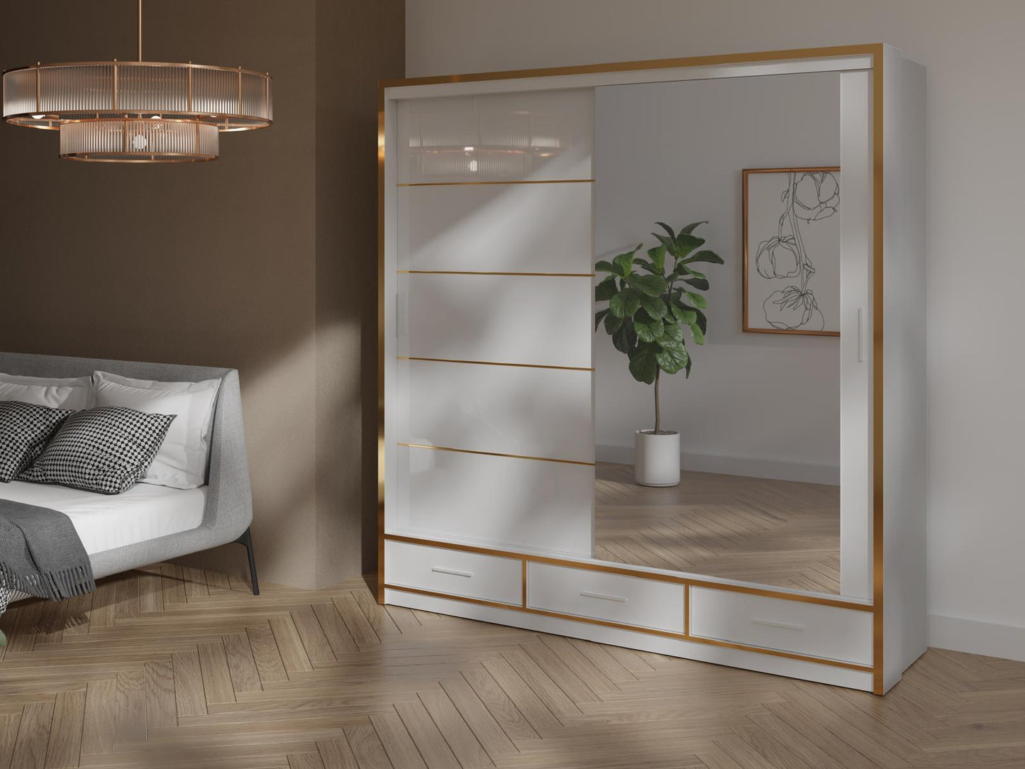 Florence 205cm High Gloss wardrobe