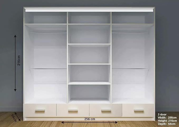 Florence 256cm High Gloss Wardrobe