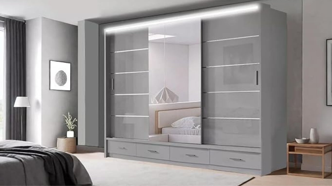 Florence 256cm High Gloss Wardrobe