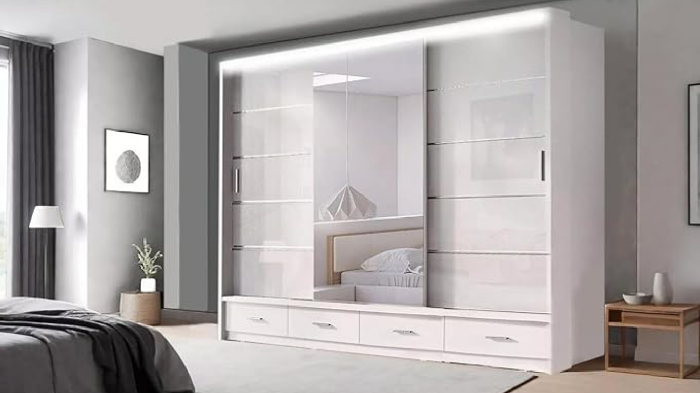Florence 256cm High Gloss Wardrobe
