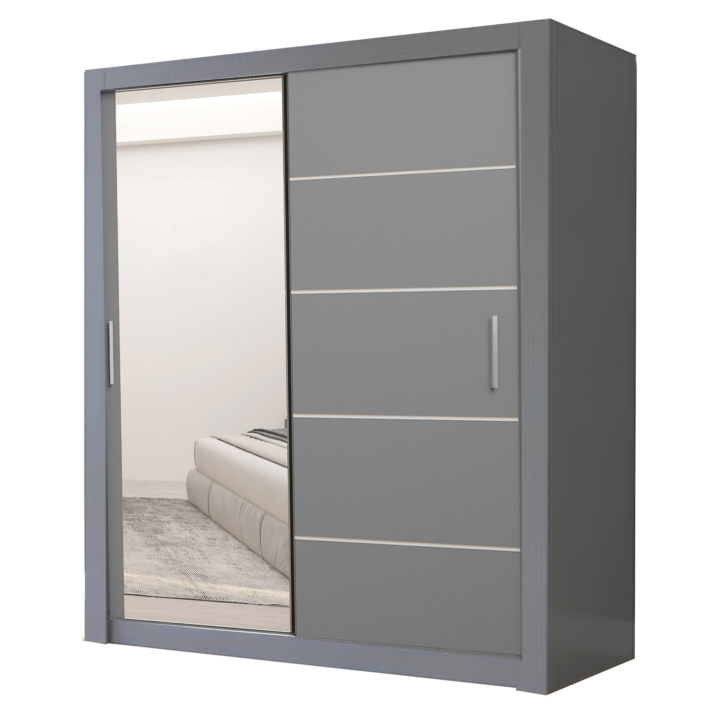 Lyon 180cm Center Mirror Sliding Door Wardrobe.