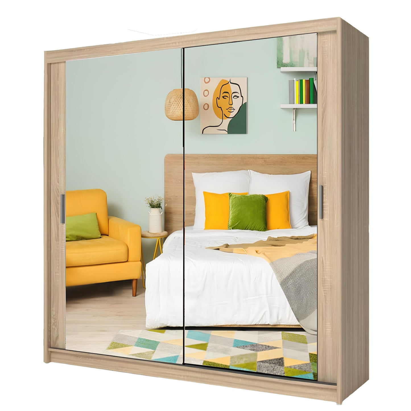 Milan 203cm Double Mirror Wardrobes