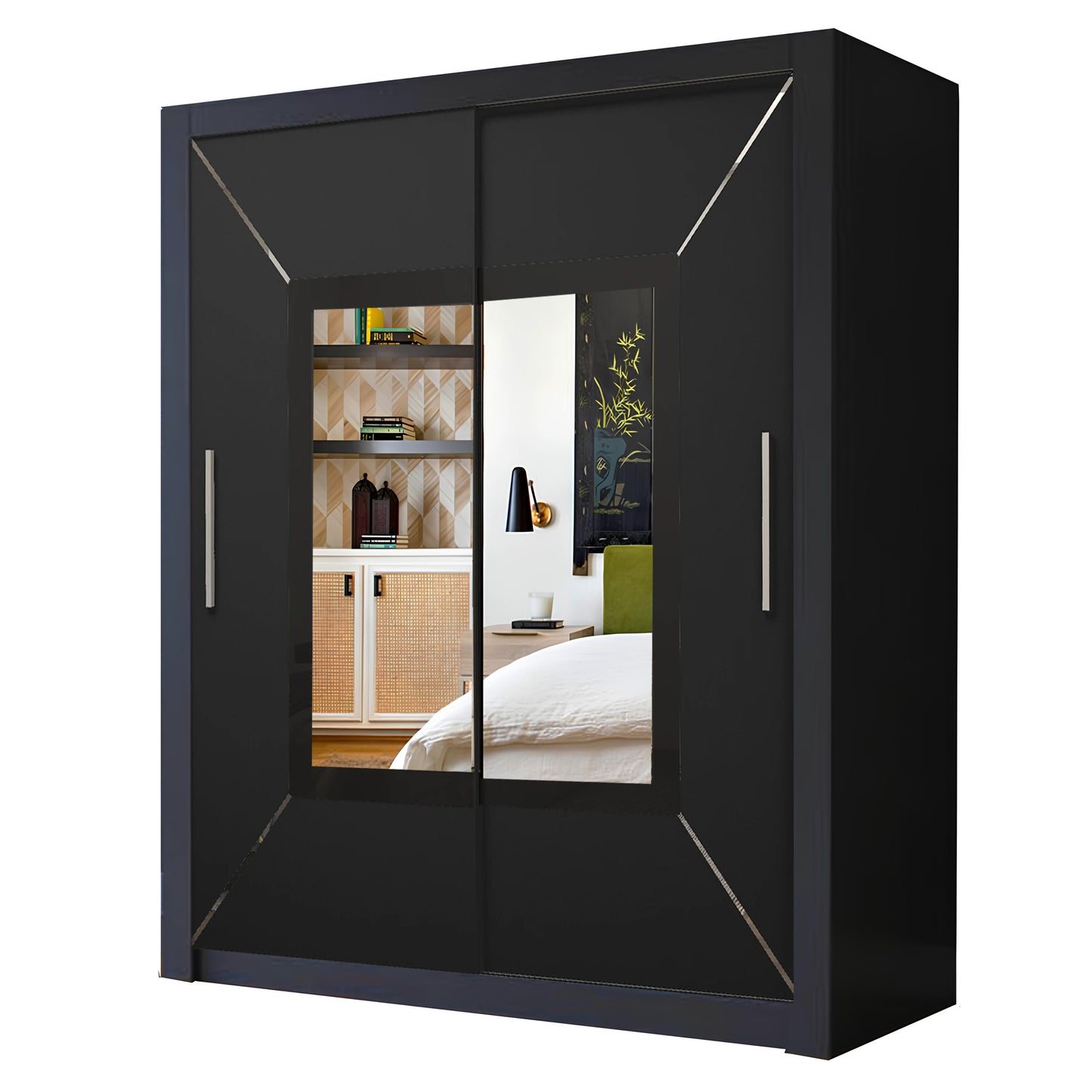 Venice 180cm Center Mirror Sliding Door Wardrobe.