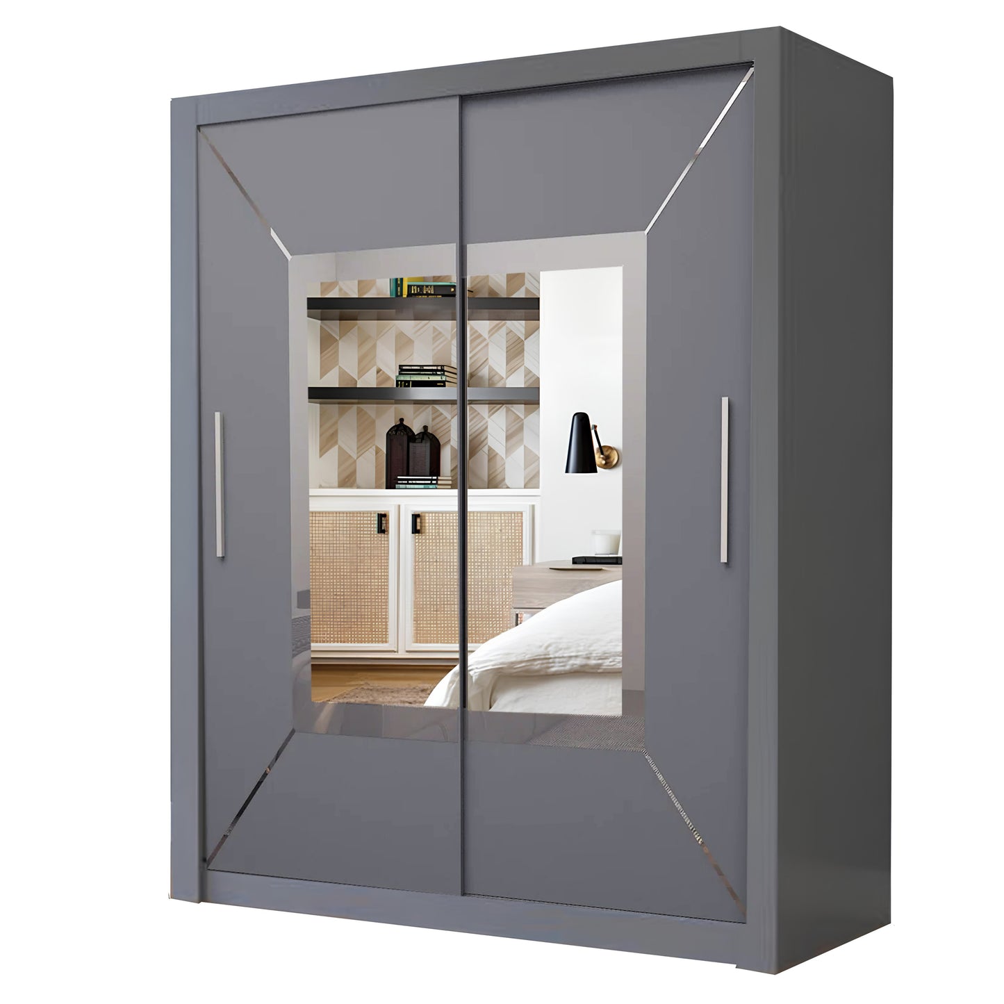 Venice 180cm Center Mirror Sliding Door Wardrobe.