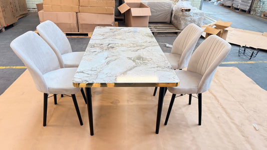 Modern Wooden Dining Table Set with 4 Chairs
