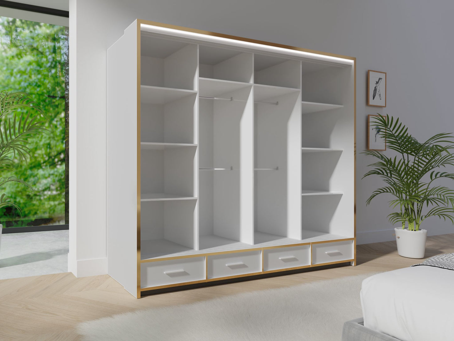 Florence 256cm High Gloss Wardrobe