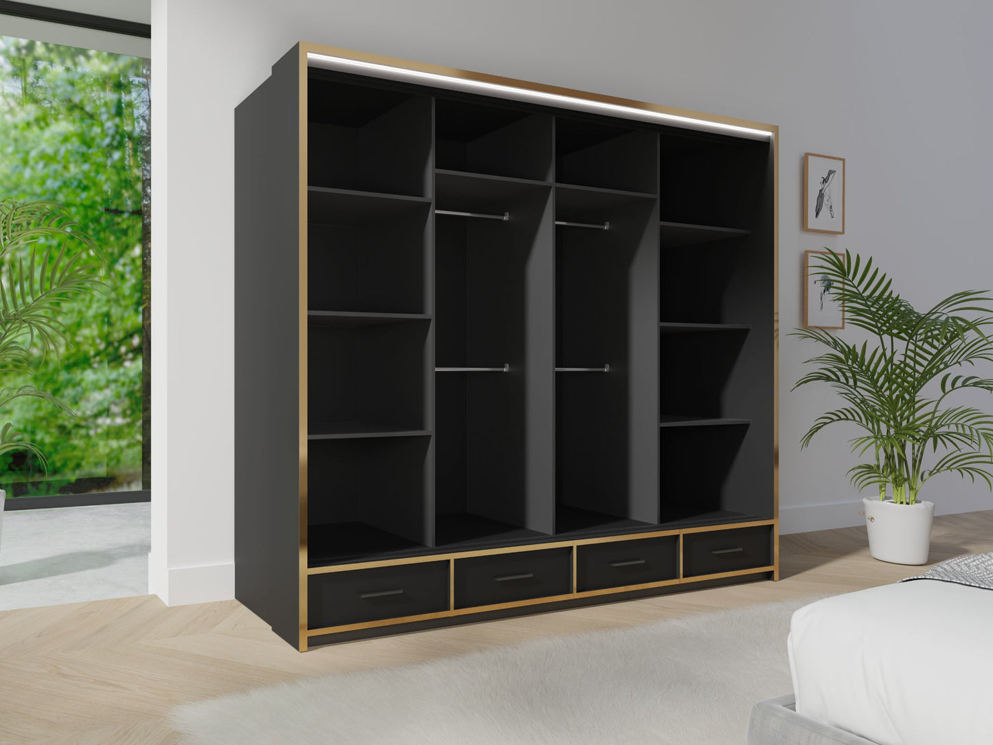 Florence 256cm High Gloss Wardrobe