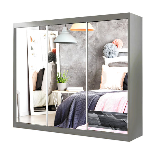 Milan 250cm 3 Mirror Sliding Door Wardrobe