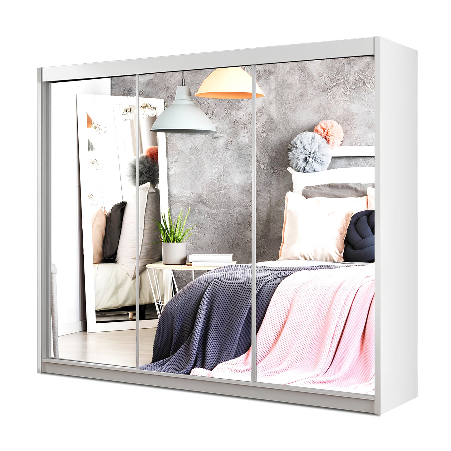 Milan 250cm 3 Mirror Sliding Door Wardrobe