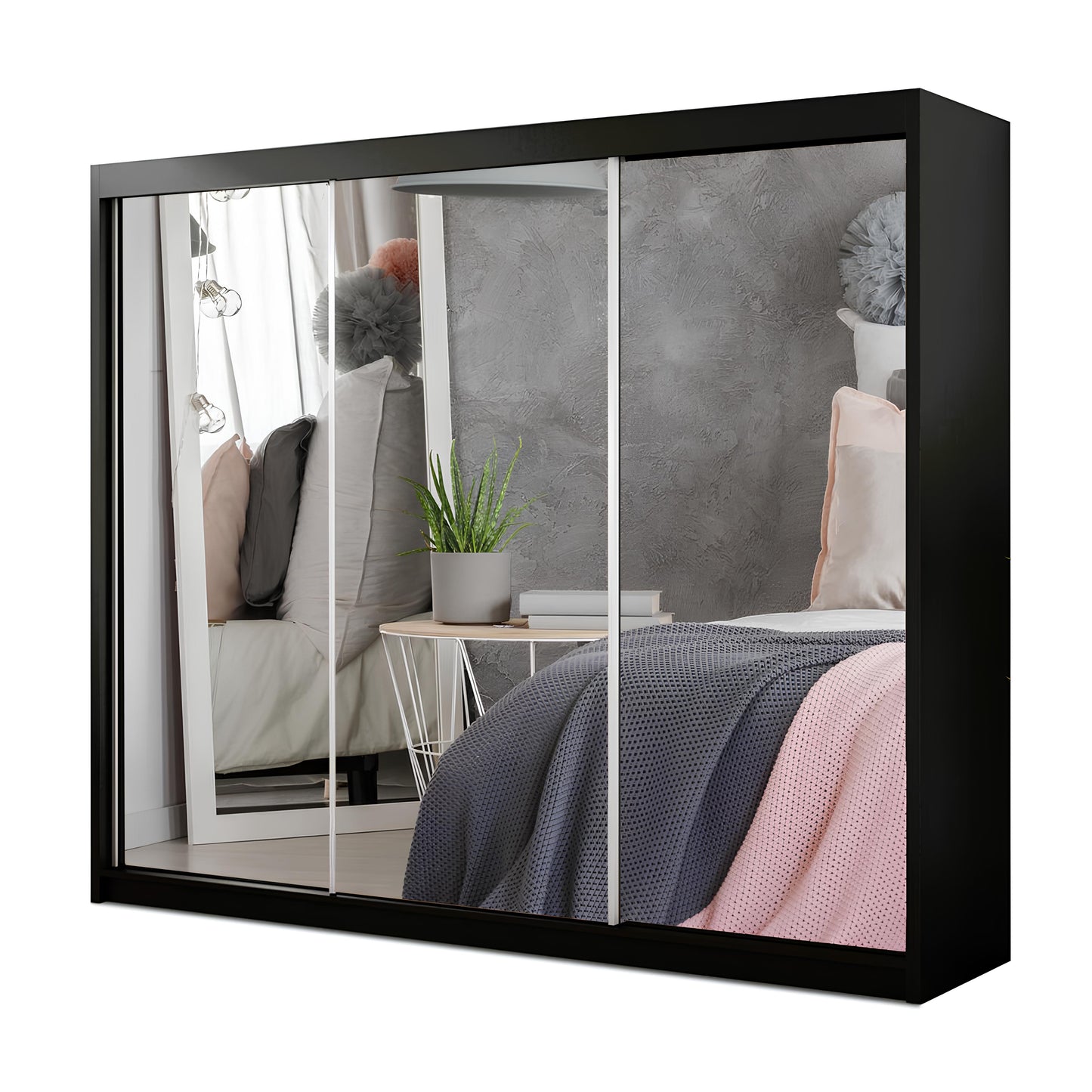 Milan 250cm 3 Mirror Sliding Door Wardrobe