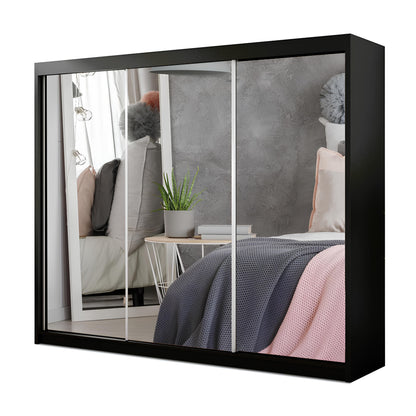 Milan 250cm 3 Mirror Sliding Door Wardrobe