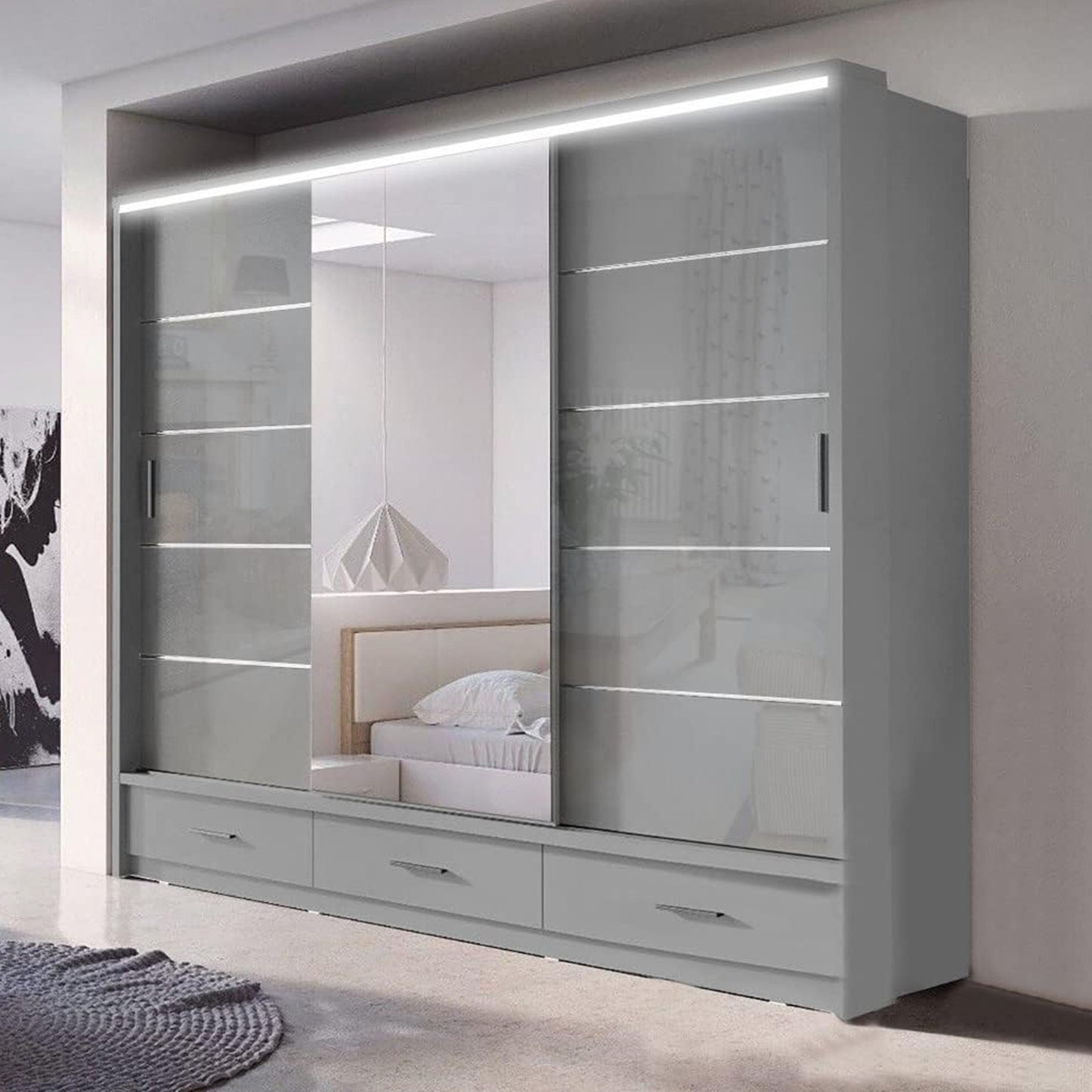 Florence 256cm High Gloss Wardrobe