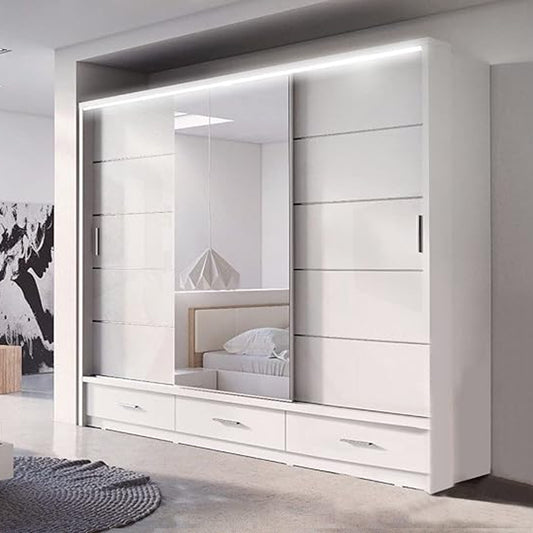 Florence 256cm High Gloss Wardrobe