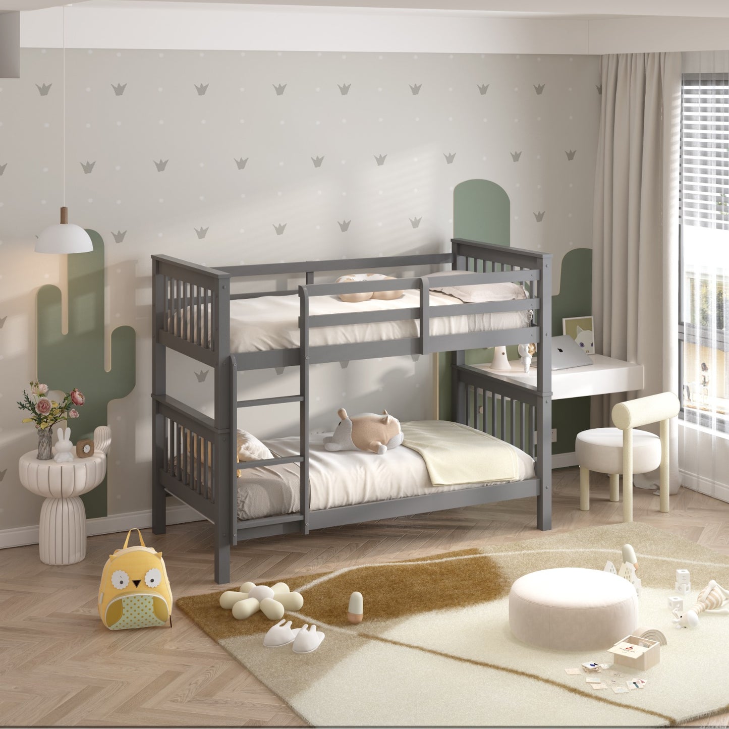 Elegant Wooden Bunk Bed – Sturdy & Stylish Kids Furniture