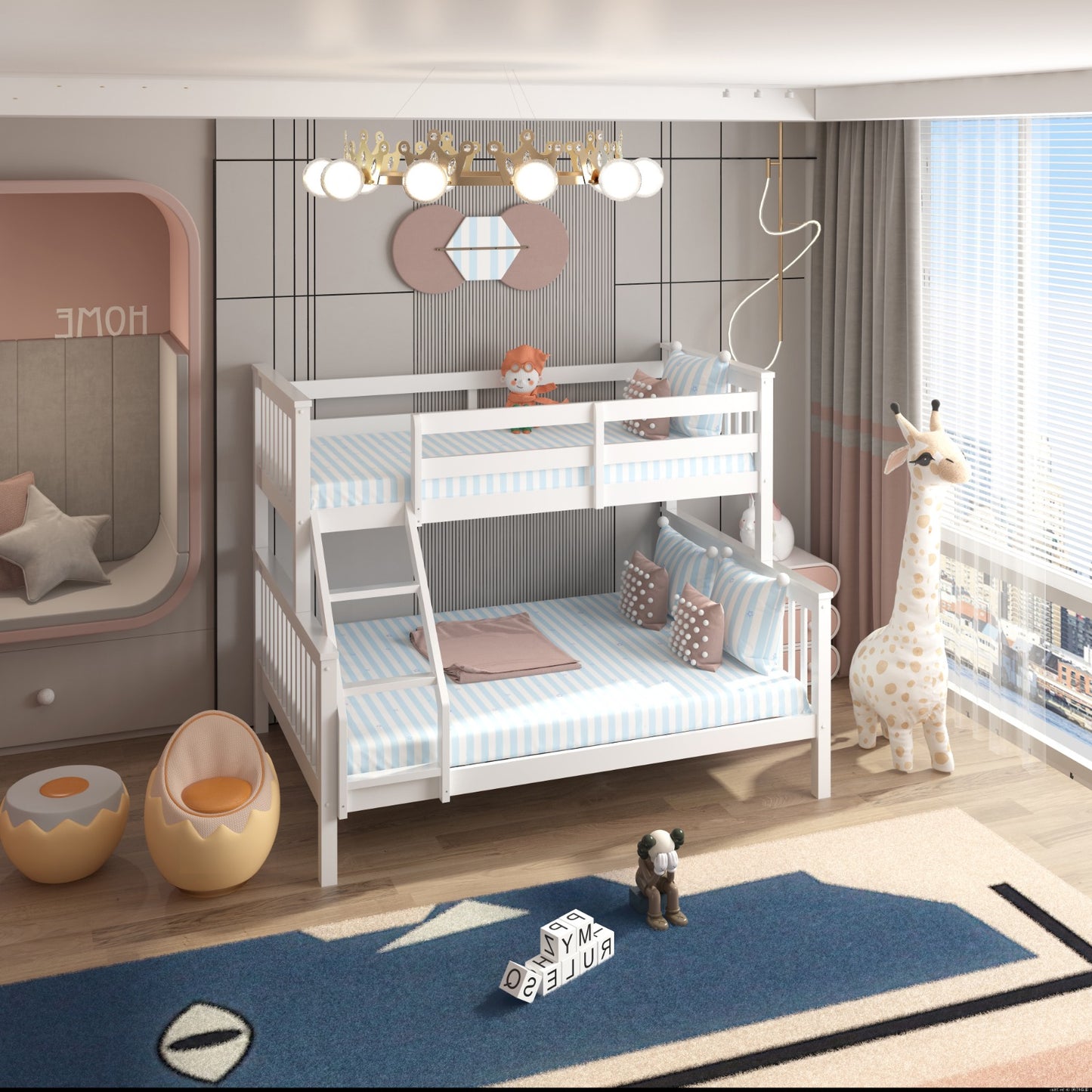Elegant Wooden Bunk Bed – Sturdy & Stylish Kids Furniture