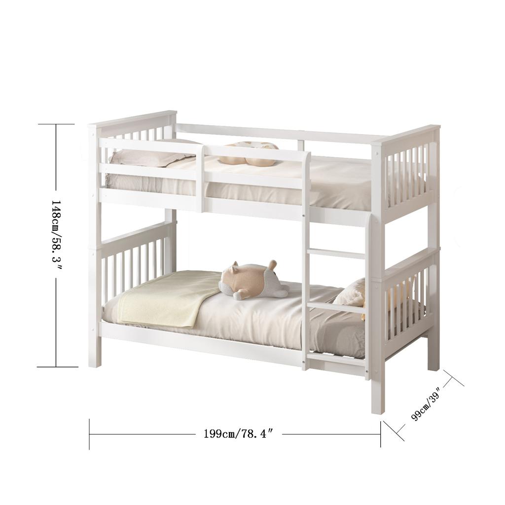 Modern Single Wooden Bunk Bed with Sturdy Frame