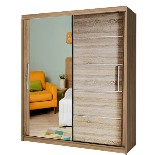 Lyon 180cm Center Mirror Sliding Door Wardrobe.