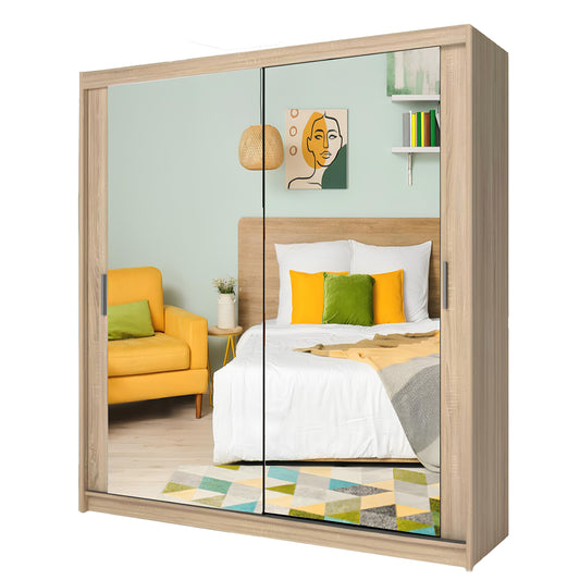 Milan 180cm Center Mirror Sliding Door Wardrobe.