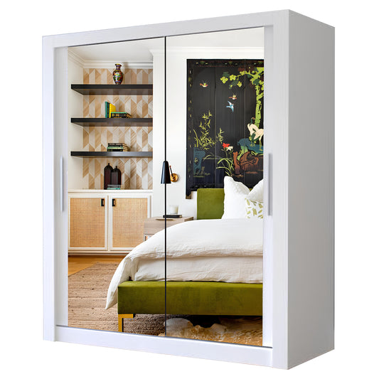 Milan 180cm Center Mirror Sliding Door Wardrobe.