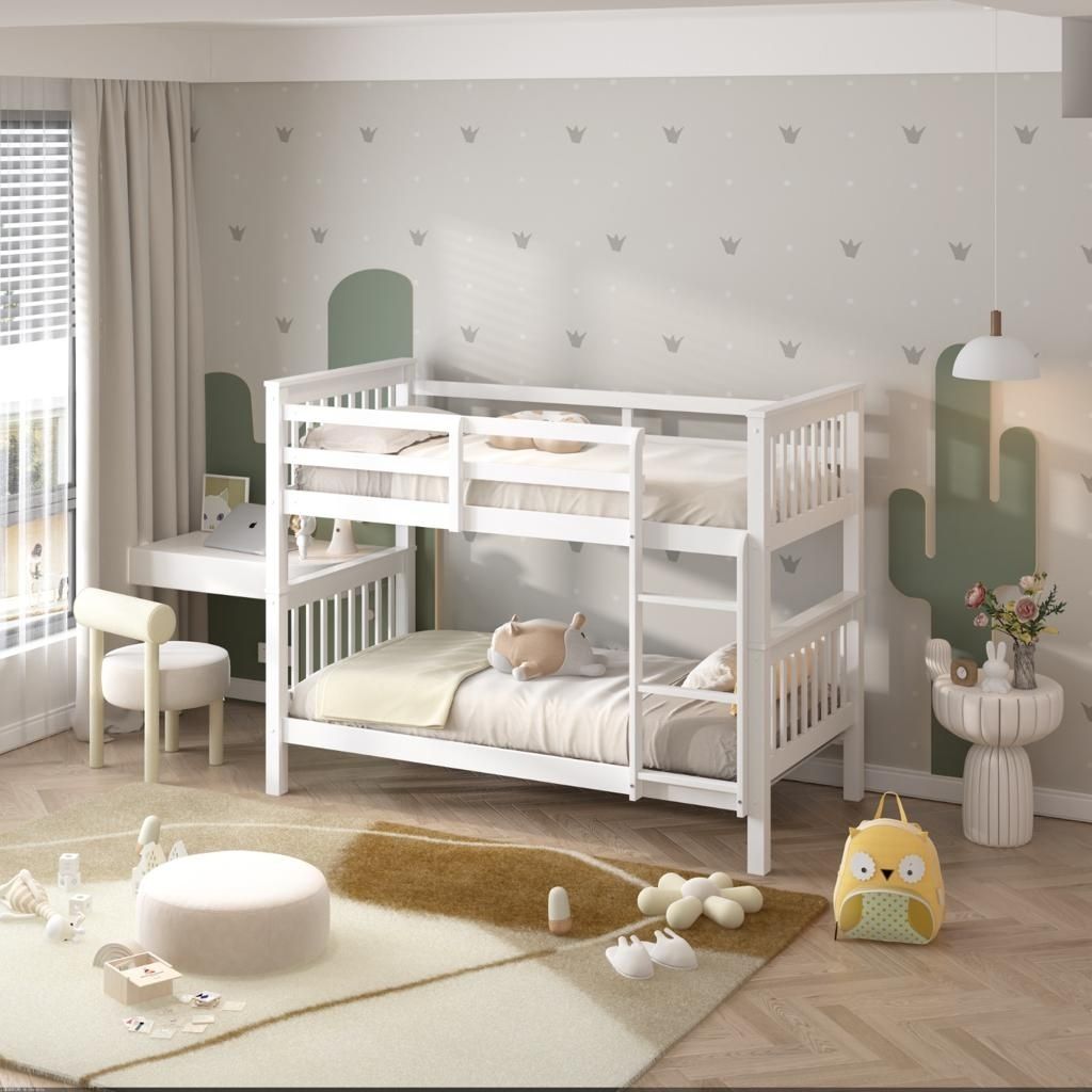 Modern Single Wooden Bunk Bed with Sturdy Frame