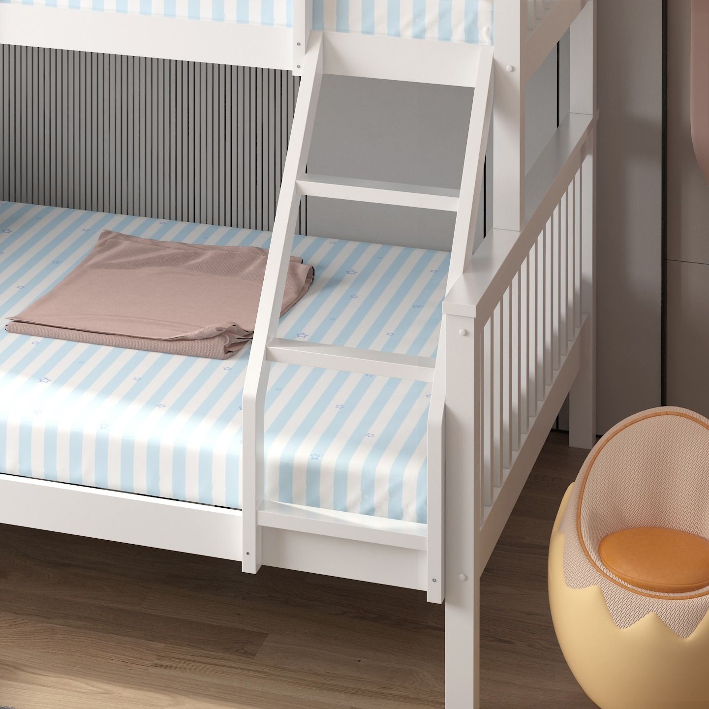 Modern Trio Wooden Bunk Bed with Triple Sleeping Space