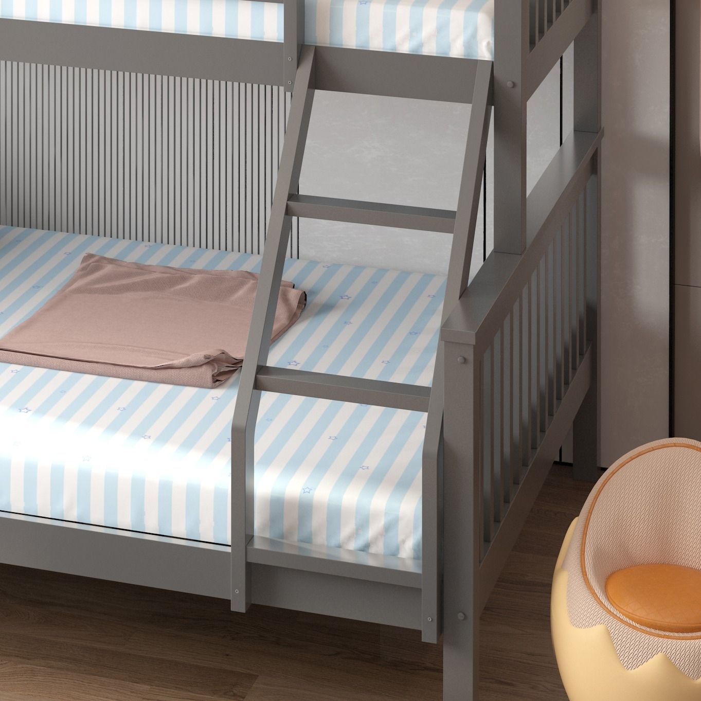 Modern Trio Wooden Bunk Bed with Triple Sleeping Space