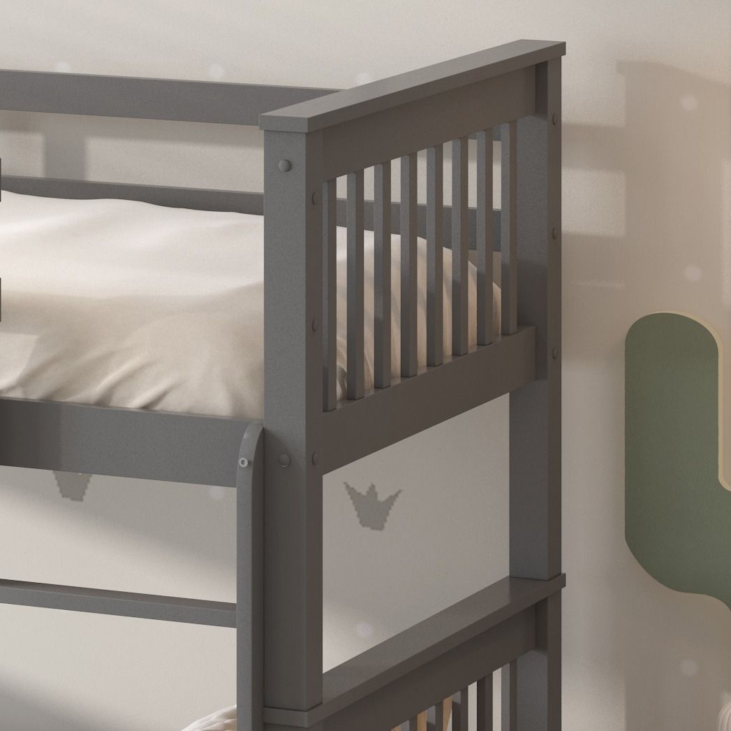 Modern Single Wooden Bunk Bed with Sturdy Frame