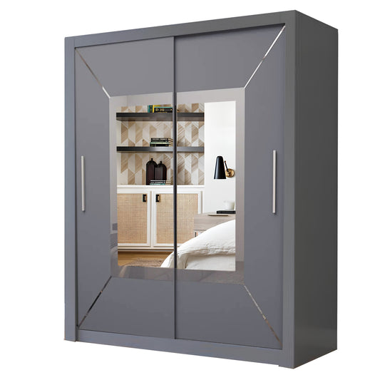 Venice 180cm Center Mirror Sliding Door Wardrobe.