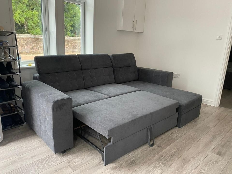 Modern Double Frame Storage Bed with Hydraulic Lift-Up Design