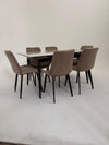 Modern Ceramic Dining Table Set with 6 Chairs