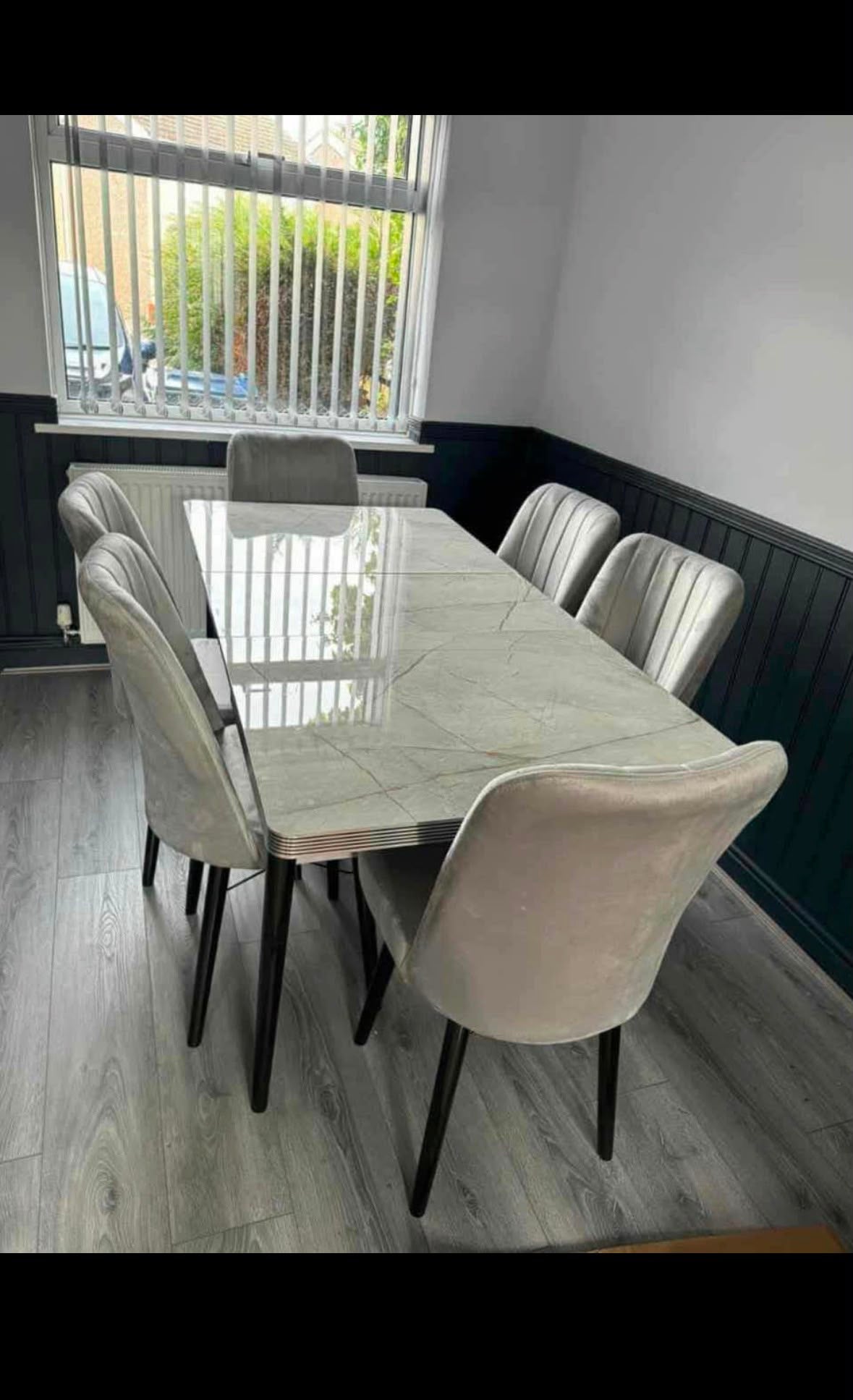 Modern Wooden Dining Table Set with 4 Chairs