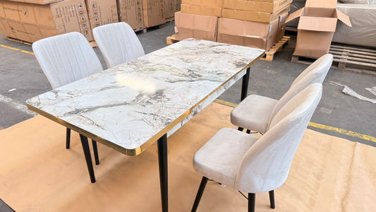 Modern Wooden Dining Table Set with 4 Chairs