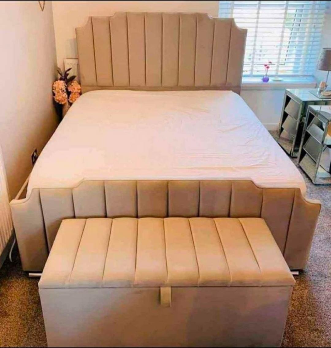 Modern Double Frame Storage Bed with Hydraulic Lift-Up Design