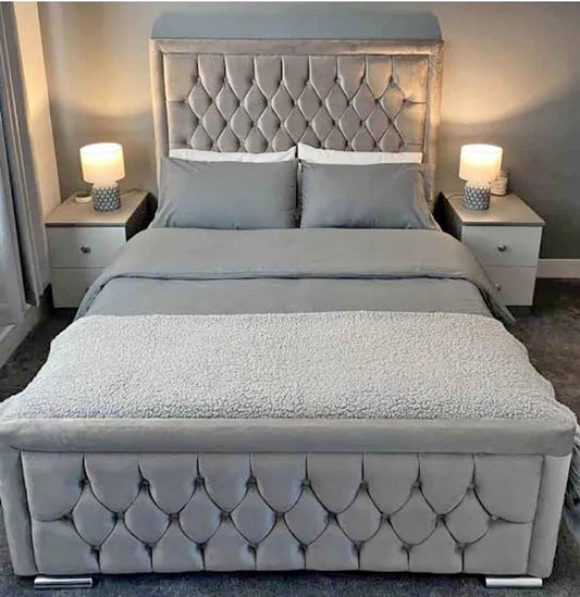 Modern Double Frame Storage Bed with Hydraulic Lift-Up Design
