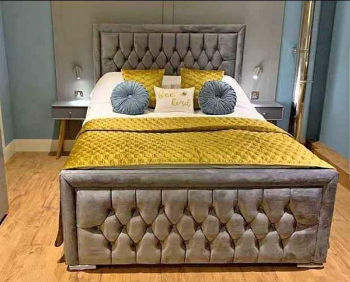 Modern Double Frame Storage Bed with Hydraulic Lift-Up Design