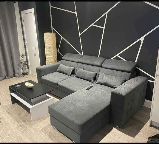 Modern L-Shaped Single Frame Sofa Bed with Adjustable Headrests