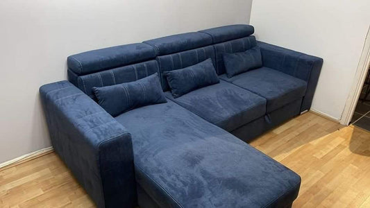 Modern L-Shaped Single Frame Sofa Bed with Adjustable Headrests