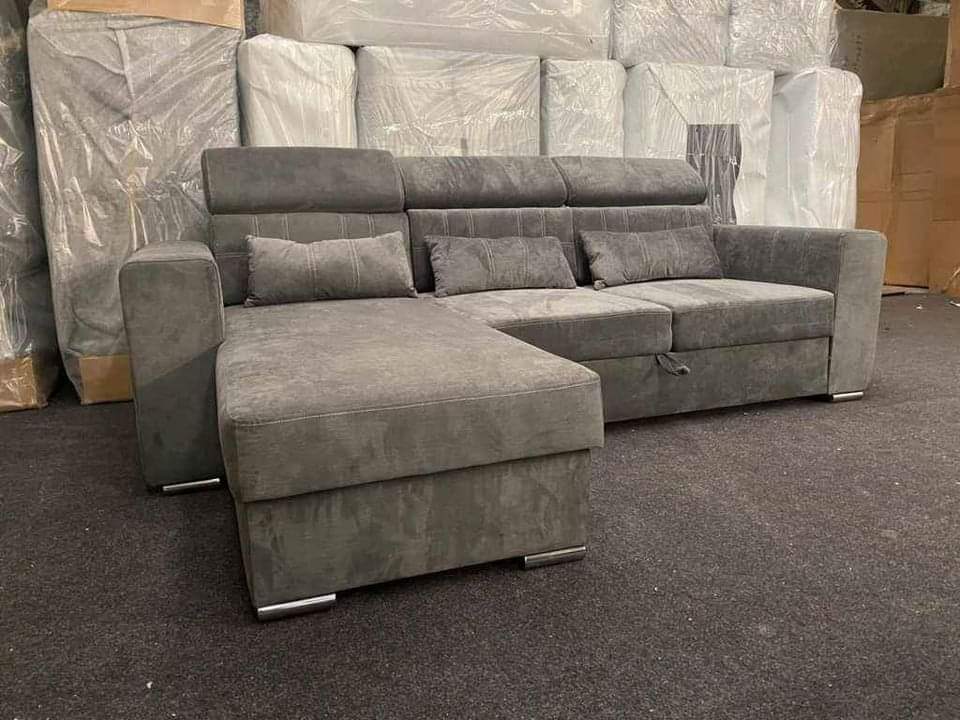 Modern L-Shaped Single Frame Sofa Bed with Adjustable Headrests
